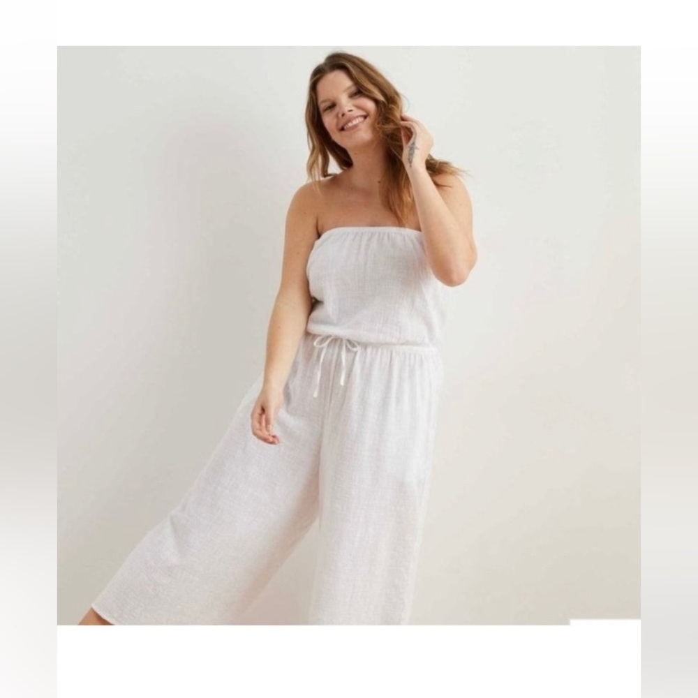 Aerie White Linen Jumpsuit